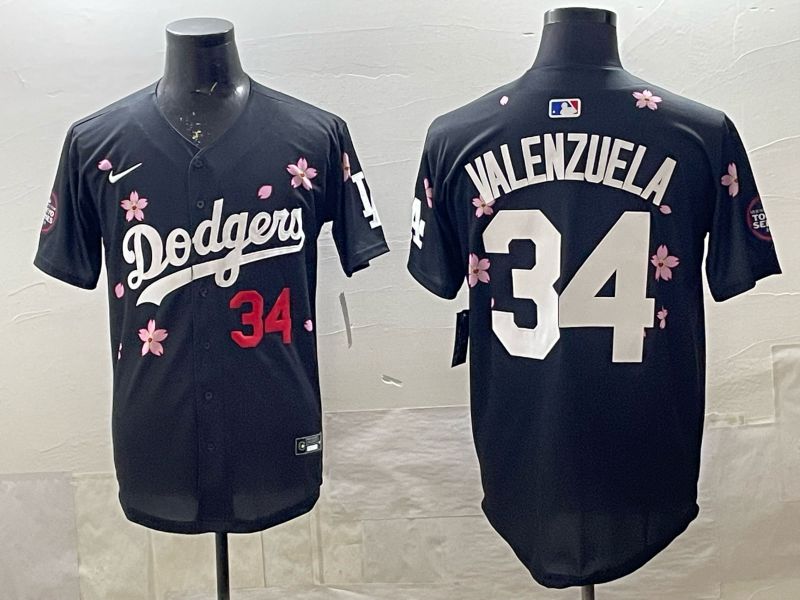 Men 2025 Nike Los Angeles Dodgers #34 Valenzuela Black Game MLB Jersey 05->los angeles dodgers->MLB Jersey